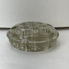Vintage Clear Glass 4.5" Flower Frog Stem Holder 13 Holes Floral Arranging Tool