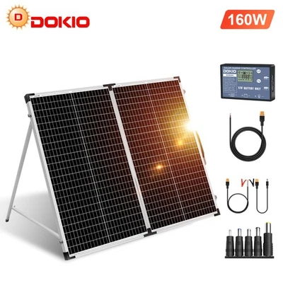 DOKIO Tragbares faltbares Solarpanel-Kit 160W Solarkoffer Caravan Boot Camper