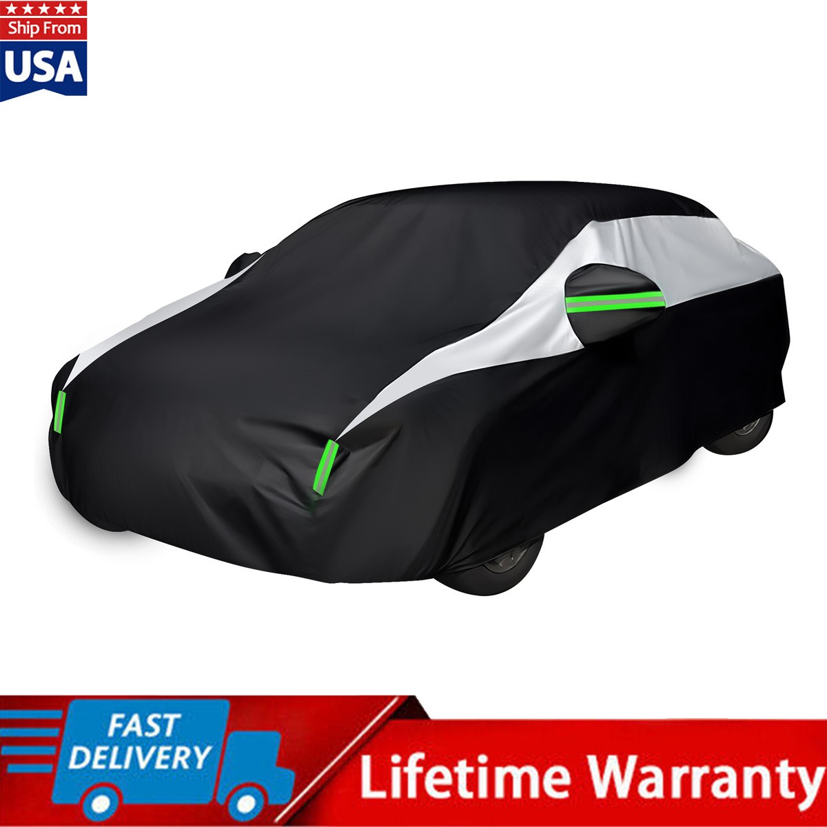 Full Car Cover Outdoor Waterproof Breathable Rain Snow All-Weather Protection