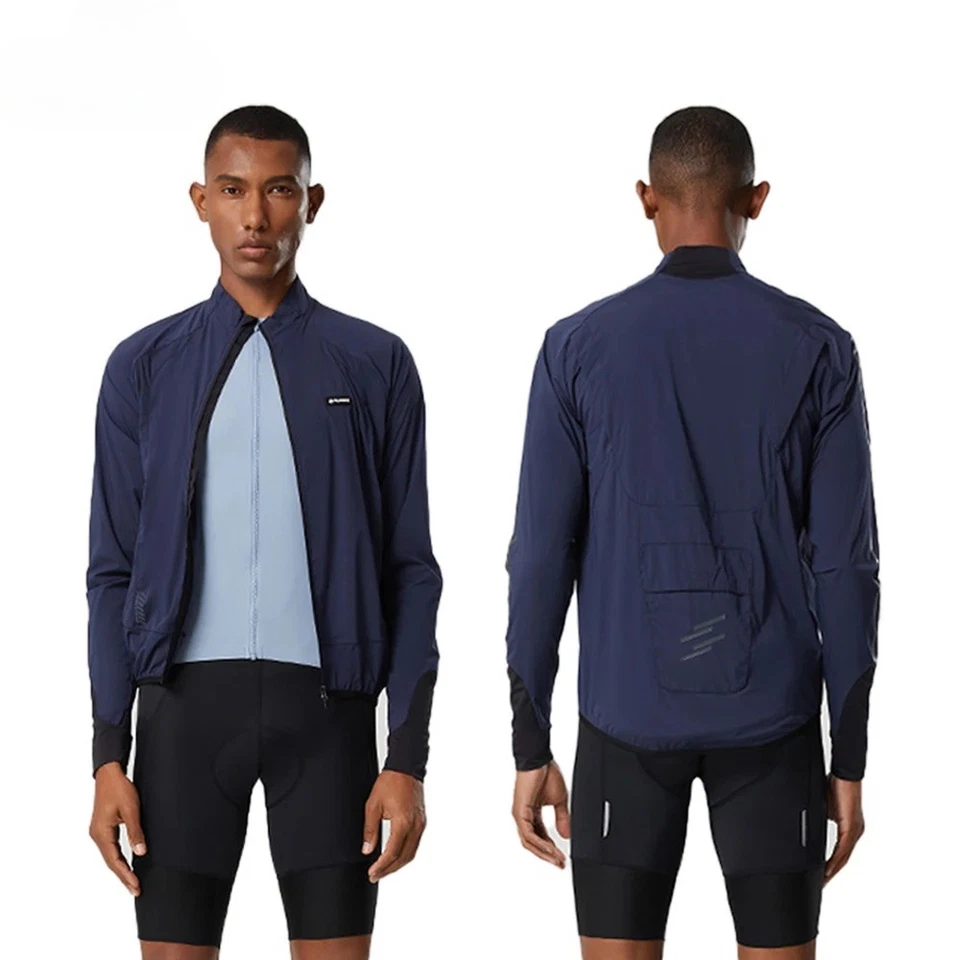 Cycling Windbreaker Jacket Jersey Men Windproof Long Sleeve Breathable Bicycle - Image 3 of 4