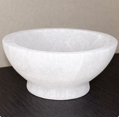 SELENITE Crystal Polished Charging Cleansing Bowl Reiki Healing 4x2 