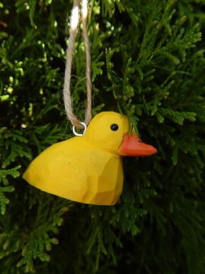 Baby Duck Yellow Bird Ornament Figure Statue Wood Decor Small Animal Miniature C