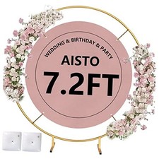 Round Backdrop Stand 7.2FT Arch Balloonen Metal Circle Garland 7.2 FT Gold