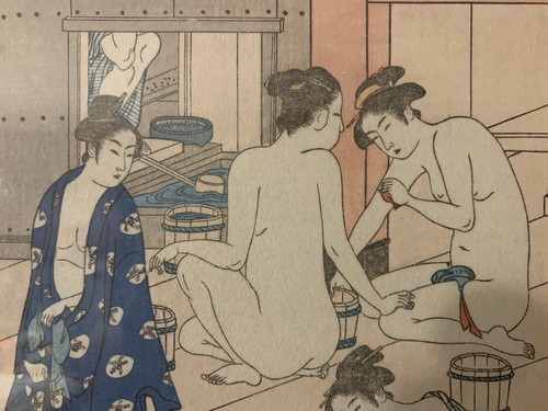 Vintage Japanese Woodblock Print By Torii Kiyonaga Women In Public Bath House - Picture 5 of 7
