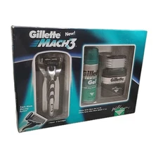 Gillette Mach 3 Gift Set 1992 Razor, Shaving Gel & After Shave Splash Wild Rain 