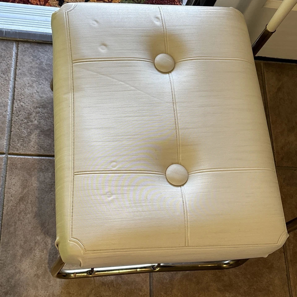 Vintage Gentleman's Brass Valet Stand Suit Stand with seat Mid Century Coin Tray - Image 2 of 4