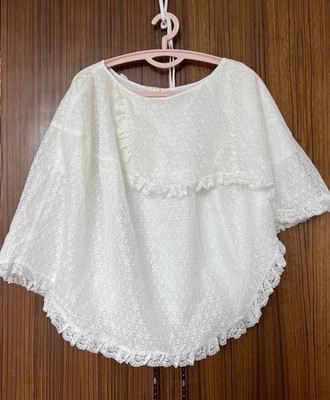 Simone Rocha White Floral Lace Sheer Ruffle Cape Dress  Size UK 8