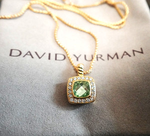 New*DAVlDYurman18K&Yellow*Gold*with Blue crystal and Diamonds1.5mm Necklace 18in