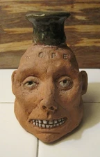 Vintage Face Jug Southern Folk Art Pottery Signed V.S.J.G  2004