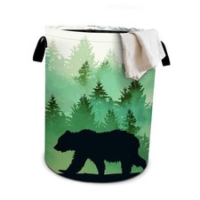 Misty Laundry Basket Laundry Hamper With Handles Collapsible Forest Bear