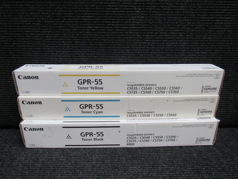 LOT OF 3! GENUINE CANON GPR-55 BLACK/CYAN/YELLOW (IR-ADV C5535) TONER