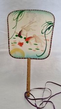 Vintage  Chinese  Silk Hand Painted Paddle Fan With Gold Fish Design