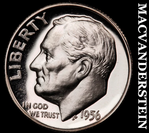 1956 Silver Roosevelt Dime - Choice Gem Proof  Lustrous  No Reserve  #G8392