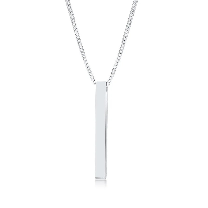 3D Vertical Bar Necklaces for Men, Layering Stainless Steel Geometric