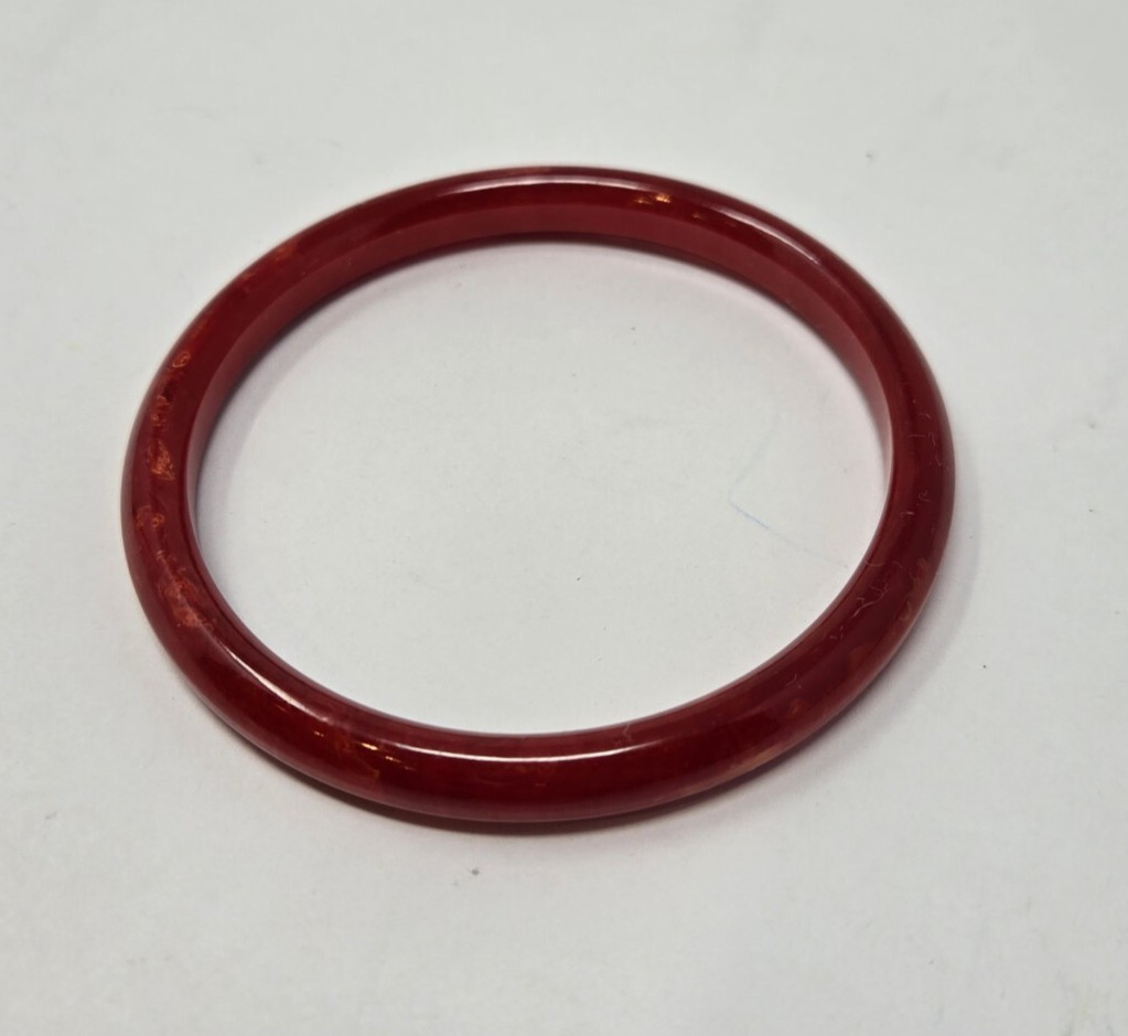 Bakelite Bangle Bracelet Red Marble Candy Apple C… - image 5