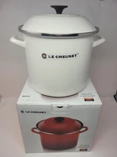 Le Creuset Enameled Steel 10 Quart Stock Pot, White - NEW