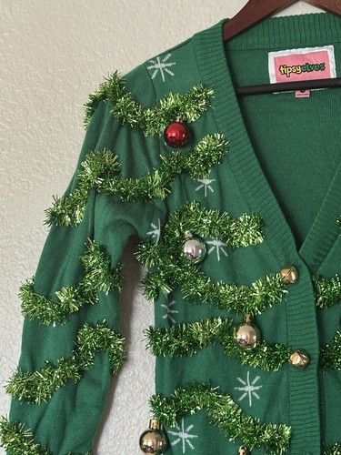 Tipsy Elves Size: XS Christmas Gaudy Garland Cardigan Sweater - See Details - Picture 4 of 14