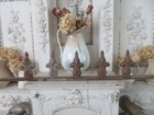 Amazing Old Architectural Cast Iron Header Pediment with 5 Finials Free Standing