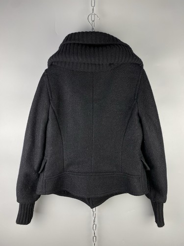 Max Mara Womens Luxury Alpaca Wool High Neck Black Pea Coat Jacket Sz US 6 / S - Picture 11 of 18