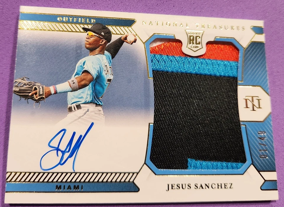2021 National Treasures JESUS SANCHEZ 1/49 Rookie 4 color Patch Auto RPA - Image 1 of 4