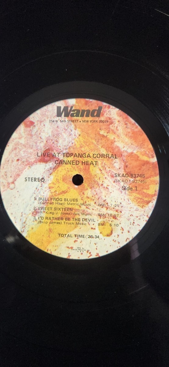 Canned Heat Live At Topanga Corral 1970 Wand Records Vinyl Album