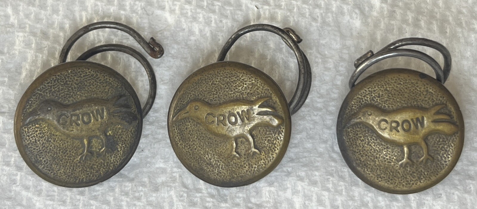 CROW Wobble Shank Brass Buttons (LOT OF 3) Early 1900’s . Rare Original Unique