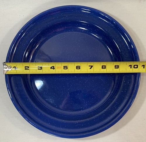 Lot of 4 Tex Sport Blue Speckled Enamel 10.5” Dinner Plates: Camping • Durable - Picture 6 of 8