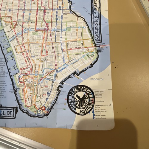 NYC Manhattan Graffiti Bus/Subway Map-Hand Silk Screened. Local Artist, Signed - Picture 12 of 20