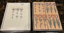 Hero Arts 4 Woodblock Flower Print Rubber Stamps Tulip Pansy Iris Mum New in Box