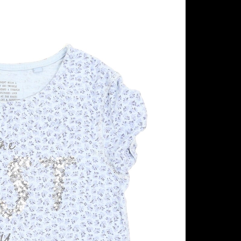 NEXT Girls Blue Floral 100percent Cotton Basic T-Shirt Size 9 Years Crew Neck image 4