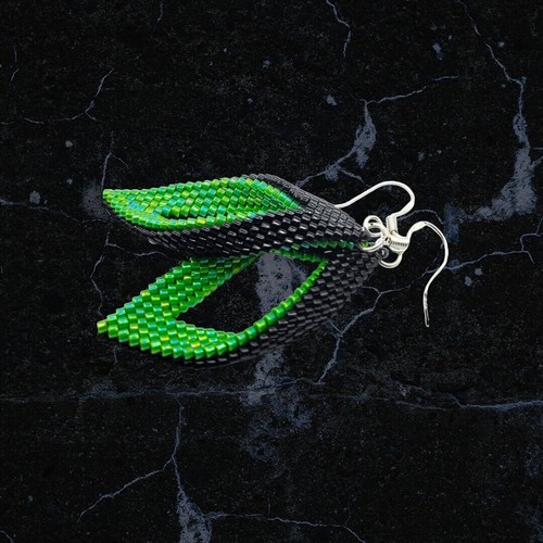 Handmade Earrings Peyote folded leaf😎 AMAZING SUMMER COLORS +GIFT BOX FOR FREE - 第 3/24 張圖片