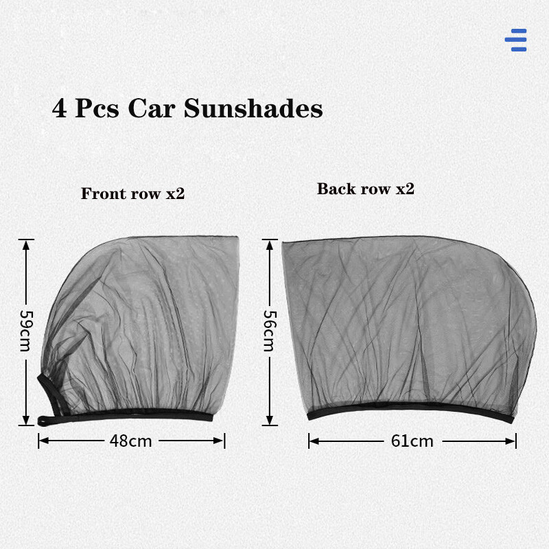 4PCS Car Side Window SunShades UV Protection Durable Mesh Cover Privacy Curtains