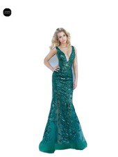 Jovani Brand New 60283 SZ 2 Sequin Prom Gown Dark Green pd$651 Never Worn