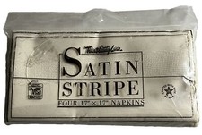 VTG Town & Country Cloth Napkins Satin Stripe Bone Color USA NOS Fall Grannycore