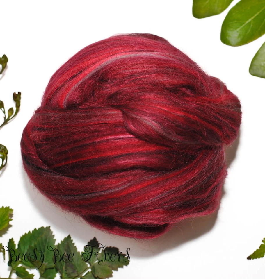 SANGRIA - Merino Bamboo Rayon Blend Combed Top Wool Roving Spinning Felting 4 oz - Image 3 of 4
