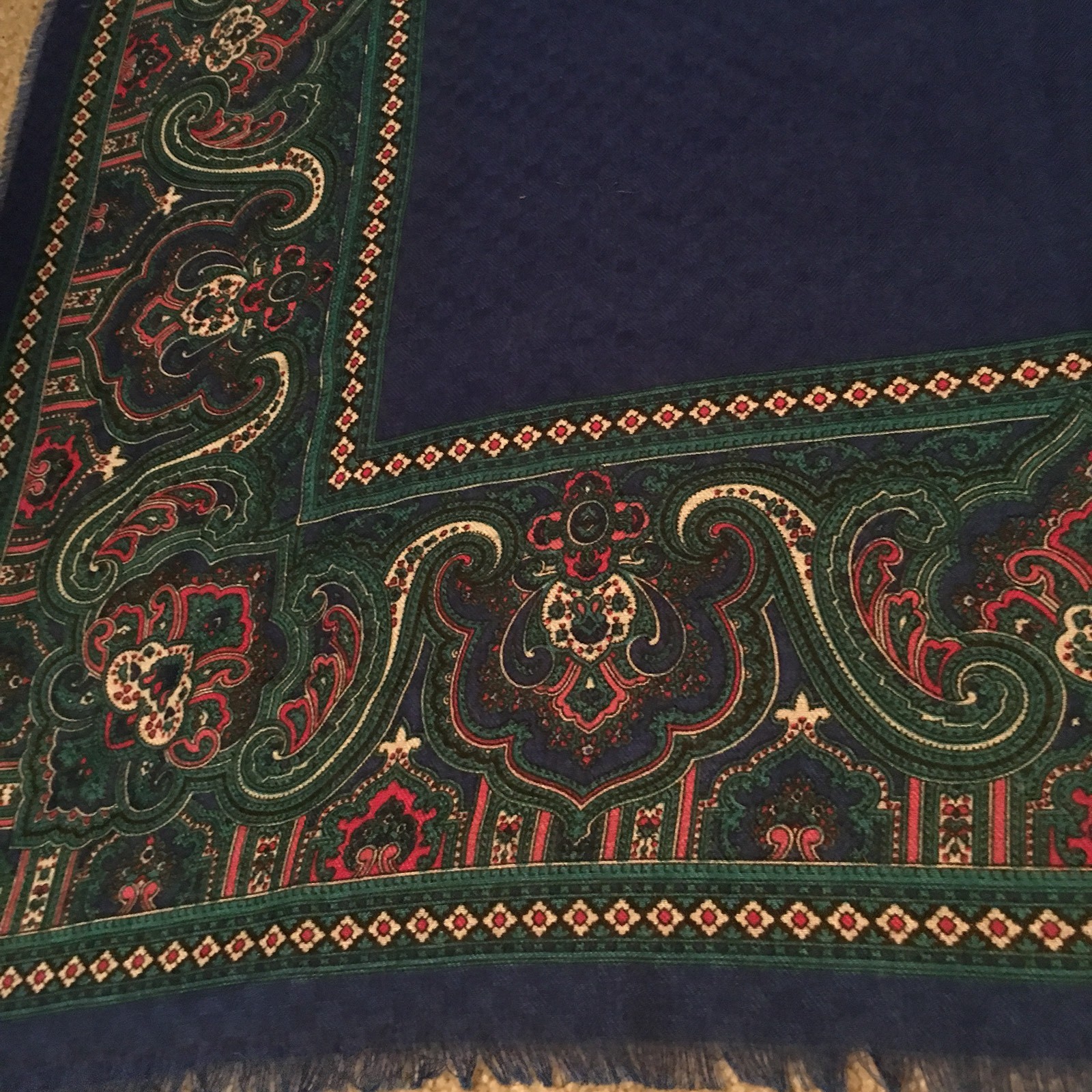 🥻Pretty Patterned Blue Square Scarf - image 9