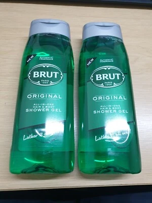 Brut Men's Shower Gel Original Green 500ml All In One Hair & Body X2-JUST £10.49
