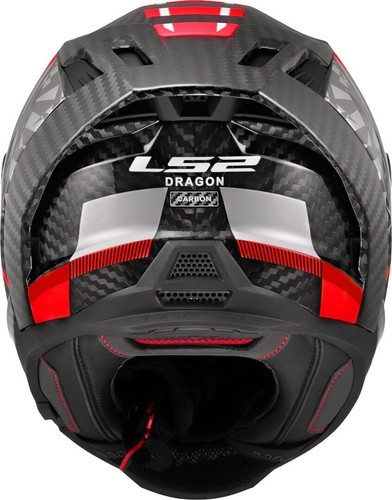 Motorrad Helm LS2 FF807 Dragon Carbon Trax rot Gr. XL inkl. dunklem Visier - Bild 4 von 4