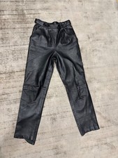 CAVALLI BLACK GENUINE LEATHER LINING PANTS SIZE 6