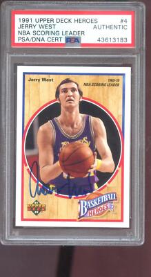 1991 Upper Deck Heroes Jerry West AUTO SIGNED Autograph Card PSA 