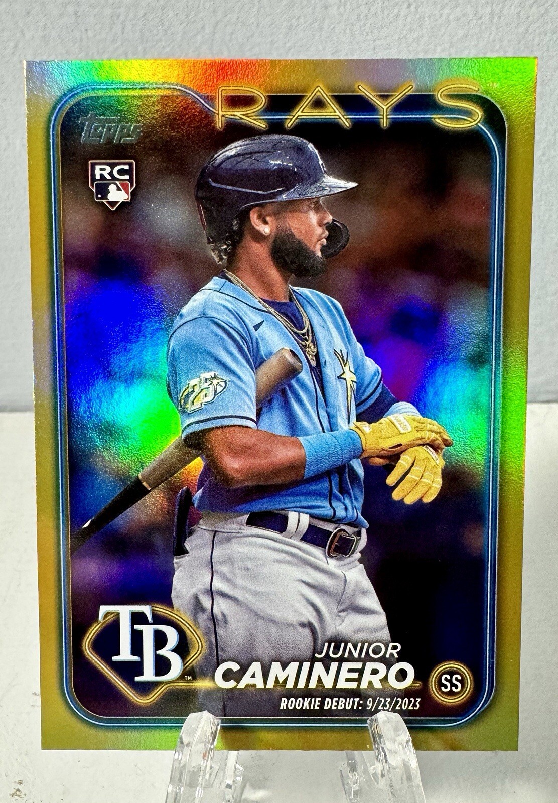 2024 Topps Update Junior Caminero Gold Rainbow Foil Rookie Debut RC Rays SP