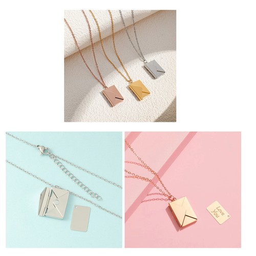 2 Stk Umschlag Liebesbrief Halskette Medaillon Anhänger Gravur möglich Geschenk - Bild 5 von 7