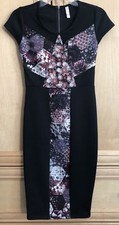 Xhilaration Black Short Sleeve Form-fitting Dress, Mesh Neckline Size Small GUC