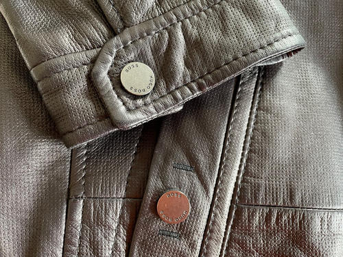 HUGO BOSS 42 Large Lamb Leather Biker Bomber Motocycle Jacket Brown $645 MINT - Picture 10 of 17