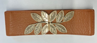 ALAIX Stretchy Brown Belt (LSX) Dresses Jumpsuit Dress Belts Leaves Gold Elastic