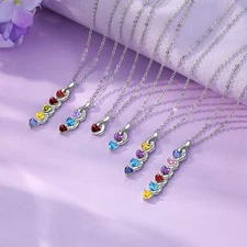 Personalized Mother's Day Birthstone Name Necklace 1-6 Names & Birthstones