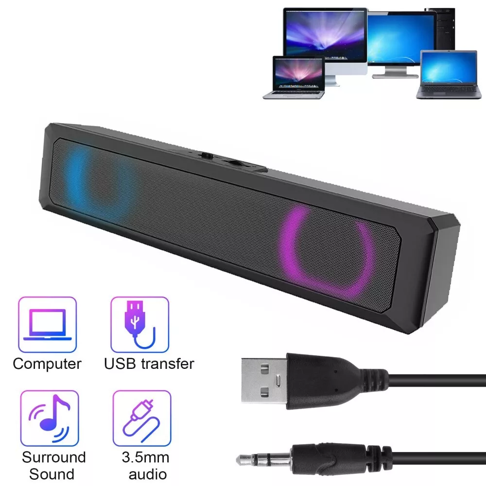 USB Speaker Sound Bar Subwoofer Soundbar Audio Stereo Mini PC Laptop | eBay