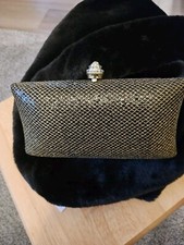 Bella Collection – Black and Gold Crystals (Bronze) Clutch/Evening Bag