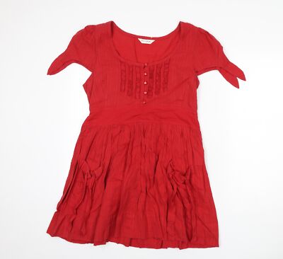Miss Selfridge Damen rot Baumwollmischung Größe 12 Reißverschluss - zum Binden