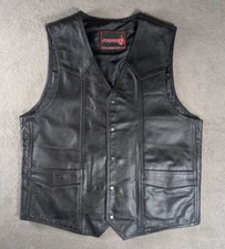PAPA GZ Leather Mens Vest Gun Pocket Concealment Conceal Carrying Size L